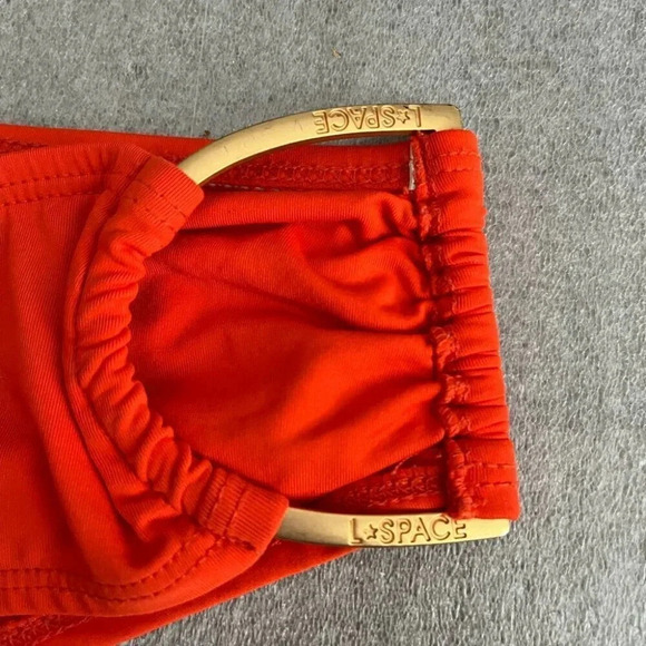 [D cup/ Medium] L Space Paprika Fringed Halter Top & D Ring Bottom Bikini Set - Picture 5 of 8